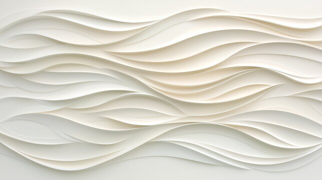 White wall with 3d wave pattern, modern minimalist design and architectural texture