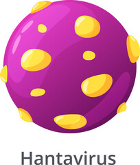 Hantavirus particle showing glycoprotein spikes on its surface, causing hantavirus pulmonary syndrome - HPS - and hemorrhagic fever with renal syndrome - HFRS -