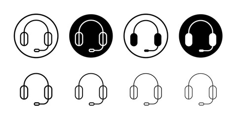 Support headset icon Vector logo outline