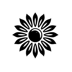 Black and White Flower Design: Minimalist Botanical Illustration, Simple Floral Graphic, Elegant and Stylish Circular Pattern for Decoration