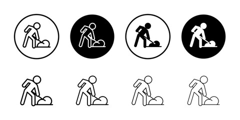 Worker digging icon Vector logo outline