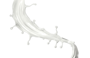 A white splash of milk is splattered across a white background