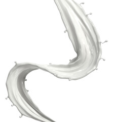 A white splash of milk is splattered across a white background