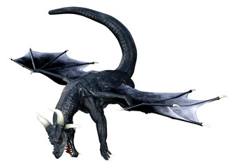 3D Rendering Fairy Tale Dragon on White