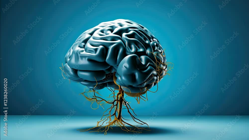 Poster exploring the connection between nature and cognition in a stunning visual representation of a brain