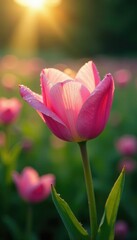 Delicate petals glisten with dew in the morning light, nature, field