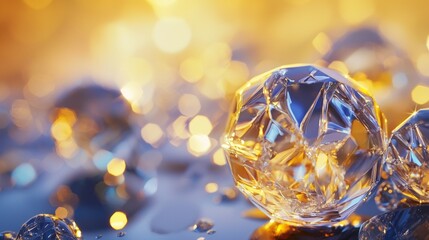 Crystal gems with glowing light reflections