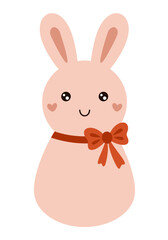 Retro Groovy Easter bunny clipart. Happy Easter day. Cute bunny in cartoon flat style. Hand draw vector illustration