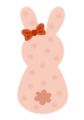 Retro Groovy Easter bunny clipart. Happy Easter day. Cute bunny in cartoon flat style. Hand draw vector illustration