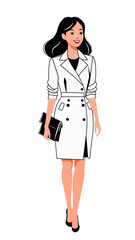 woman, business lady, business life, business suit, career, happiness, business style. Full-length character.Vector isolated illustration. Flat character portrait. not AI
