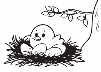 A bird sitting on a nest