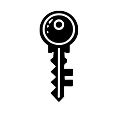 Bold Black and White Key Icon: Minimalist Graphic Design, Symbol of Access and Opportunity