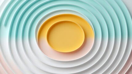 Obraz premium Abstract Arrangement of Colorful Plates in Gentle Curves and Soft Tones Reflecting Modern Minimalist Design