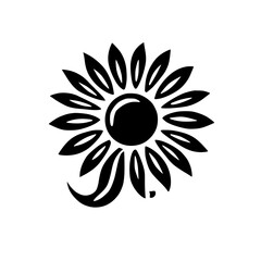Black and White Sunflower: Simple, Elegant Floral Design. Minimalist Botanical Vector Graphic, Perfect for Summer Decor and Nature-Inspired Projects.