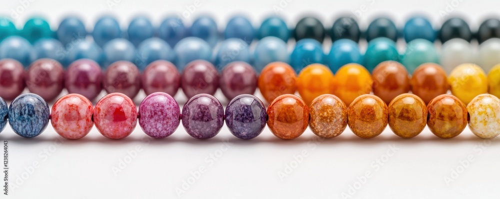 Poster a colorful array of beads arranged in a beautiful pattern, perfect for crafting and creative project