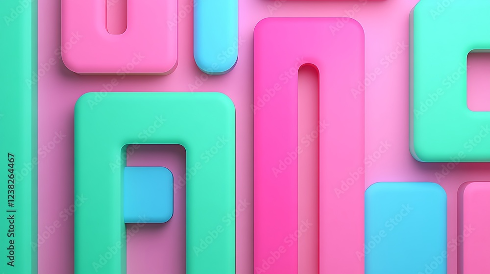 Poster Abstract geometric shapes in pastel colors creating a playful and modern background for creative design projects