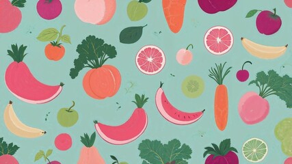 seamlass pattaern wiht Vegetables and fruits