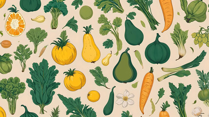 seamlass pattaern wiht Vegetables and fruits