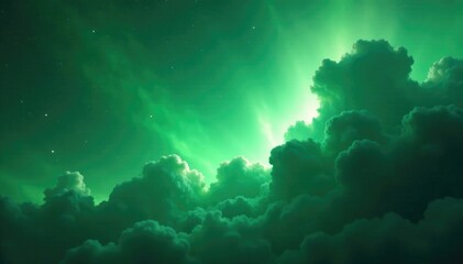Obraz premium Emerald green nebula mist amidst swirling gas, gas clouds, astronomical objects