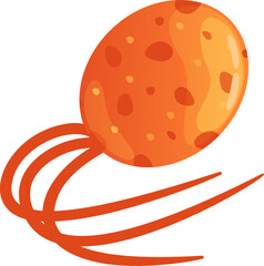 Orange microorganism swimming and waving flagella, propelling through a liquid medium, showcases the fascinating movement of single celled life in the microscopic world