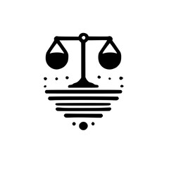 Finding Balance: A Minimalist Artwork on Justice, Equality, and Inner Peace.  The scales symbolize harmony, a quest for equilibrium, and the search for serenity.