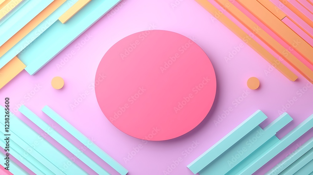 Poster abstract pastel geometric background with circular and rectangular shapes in vibrant colors for crea