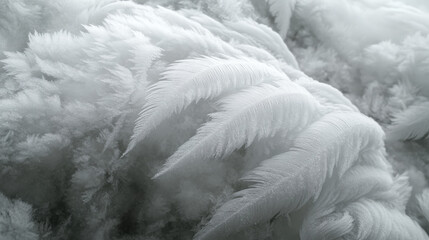 Fototapeta premium Frosted Patterns Form Intricate Designs on Surfaces During a Cold Winter Morning in a Rural Landscape