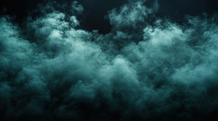 Fototapeta premium Mysterious Green Fog Drifting Through a Dark Space. Generative AI