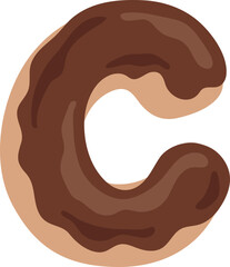 Chocolate Dipped Donut Alphabet C Dessert Vector