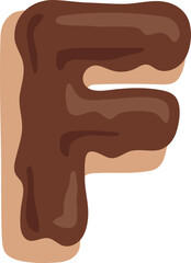 Chocolate Dipped Donut Alphabet F Dessert Vector