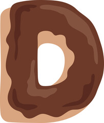 Chocolate Dipped Donut Alphabet D Dessert Vector