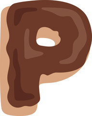 Chocolate Dipped Donut Alphabet P Dessert Vector