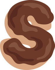Chocolate Dipped Donut Alphabet S Dessert Vector