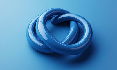 Fototapeta premium Abstract blue intertwined rings on blue background.