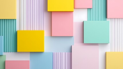 Colorful Abstract Background with Geometric Shapes and Lines in Soft Pastel Shades for Design Projects