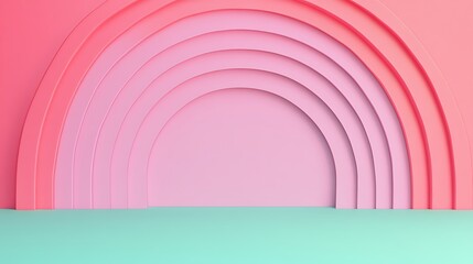 Naklejka premium Colorful Abstract Background with Layered Arches in Soft Pink and Mint Green for Creative Projects