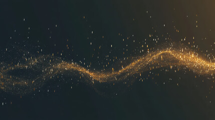 Fototapeta premium Sparkling Golden Particles Flowing Gracefully Against a Dark Backdrop During a Surreal Nighttime Display