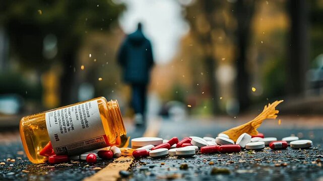 the journey of overcoming drug and opioid addiction, symbolizing the struggle and success of becoming free from the grip of prescription pills and substance abuse