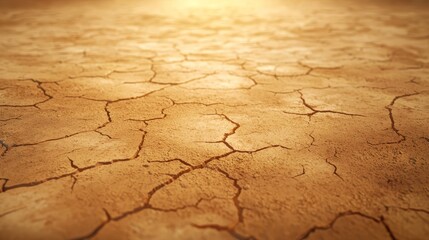 Obraz premium Sunbaked desert landscape, cracked soil under intense sunlight and arid climate