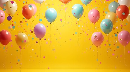 colorful balloons on a yellow background