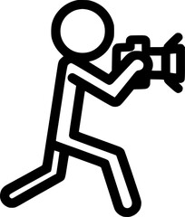 Stick man photographer taking photos, photography sign, symbol, vector, art