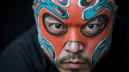 Obraz premium A close-up portrait of a person wearing an intricately designed mask, emphasizing expression.