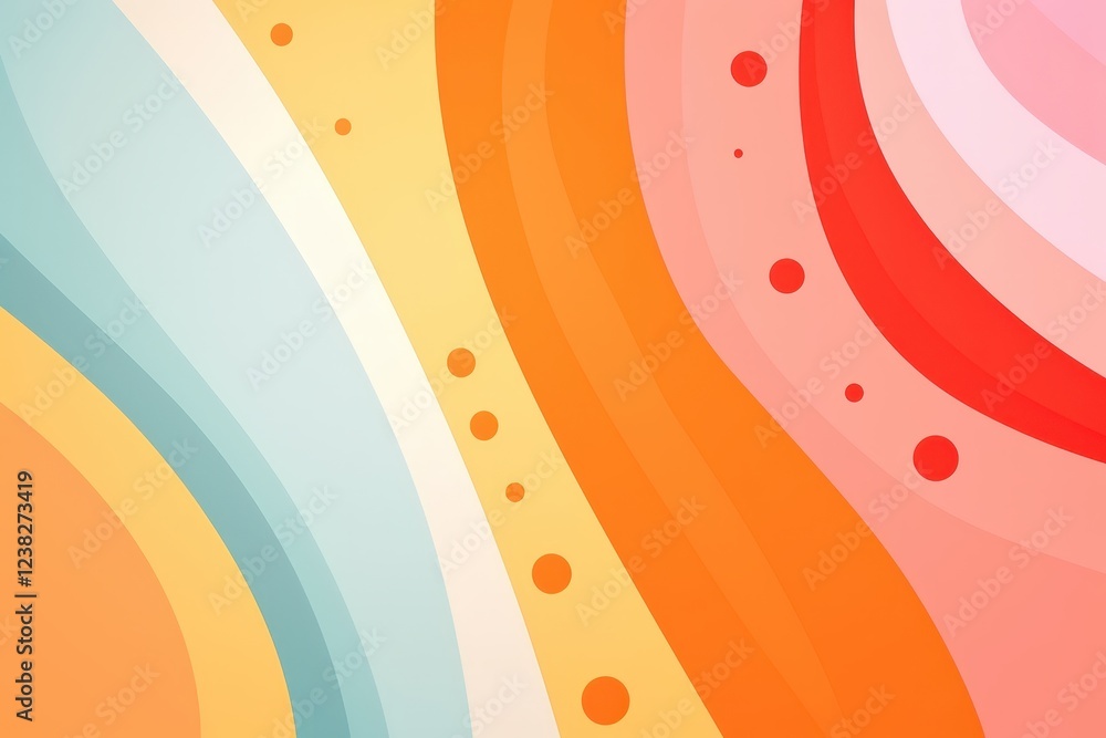 Poster colorful abstract wave pattern with soft curves and dynamic shapes in orange, yellow, and blue tones
