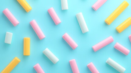 Colorful Candy Sticks on Light Blue Background for Creative Culinary and Dessert Projects