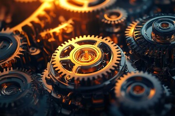 Computer animated hi tech, mechanical technology background.