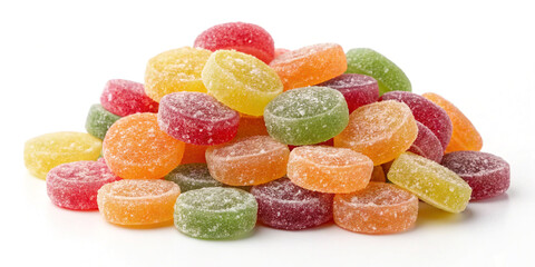 Vibrant Pile of Colorful Jelly Candies Isolated for Sweet Treats