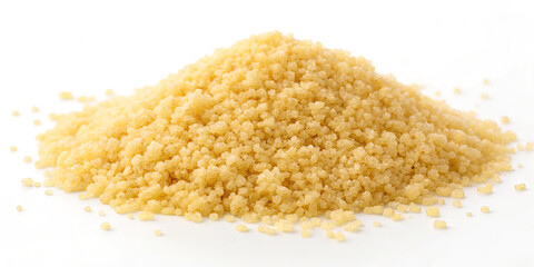 Fluffy Pile of Couscous Isolated on a Clean White Background for Culinary Use