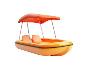 small pedal boat with sunshade, perfect for relaxing and leisure activities on water. Enjoy sunny day while pedaling gently across lake