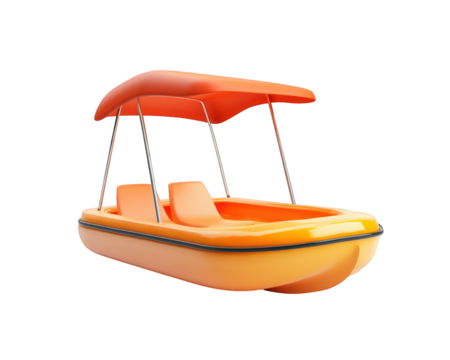small pedal boat with sunshade, perfect for relaxing and leisure activities on water. Enjoy sunny day while pedaling gently across lake