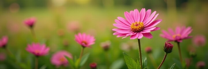 Fototapeta premium Globe daisy Globularia cordifolia L in a field, globularia, pink